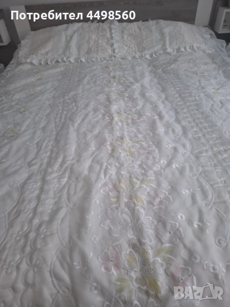 Кувертюра/Шалте за спалня с къдрици 3 части, снимка 1