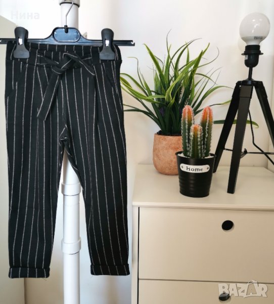 Модерен панталон райе с колан, снимка 1