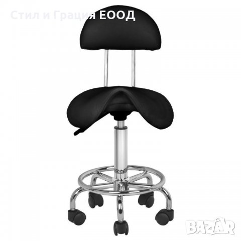 Козметичен/фризьорски стол - табуретка с облегалка AS-6001- 45/60 см - бяла/черна, снимка 2 - Друго оборудване - 33690814