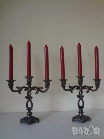 Комплект от 2 бр. бронзови свещника от Германия, снимка 2 - Антикварни и старинни предмети - 53740571