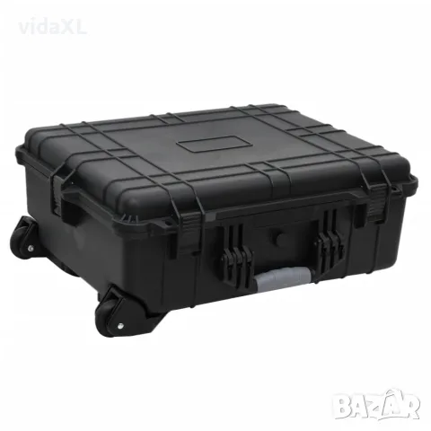 vidaXL Калъф с колела за полет, черен, 63x50x23 см, PP