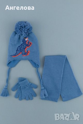 Зимен комплект шапка, шал и ръкавици за момче 1-4г, снимка 2 - Шапки, шалове и ръкавици - 34816138
