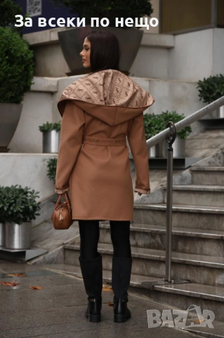 Yves Saint Laurent Дамско Кафяво Палто С Качулка Код A1019, снимка 3 - Палта, манта - 52110676