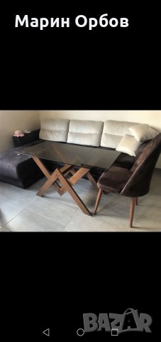 Холна маса дъб и стъкло, снимка 3 - Маси - 36003311