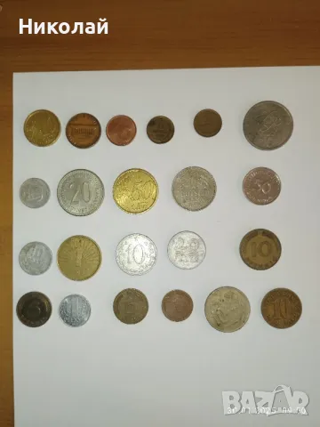 Продавам малък сет български и чужди монети 