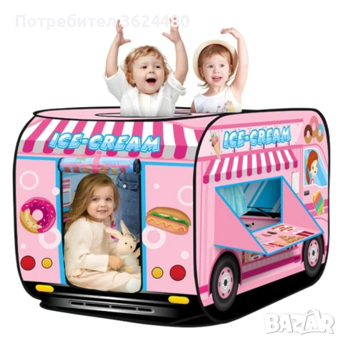 Детска палатка за игра розова за сладолед 4779