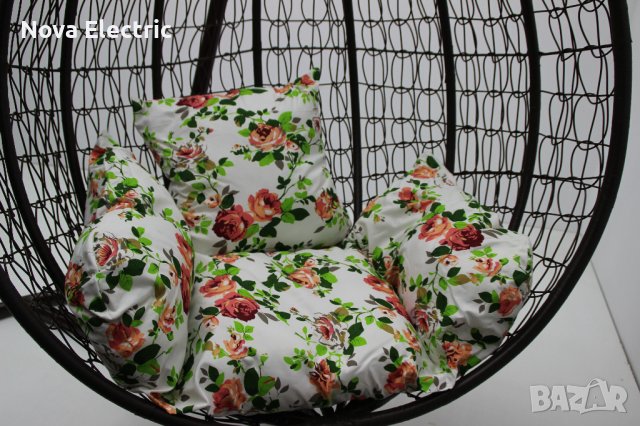Голям Размер Градинска Люлка От Ратан - Цветове - Кафяв, Бял и Черен, снимка 5 - Градински мебели, декорация  - 40589397