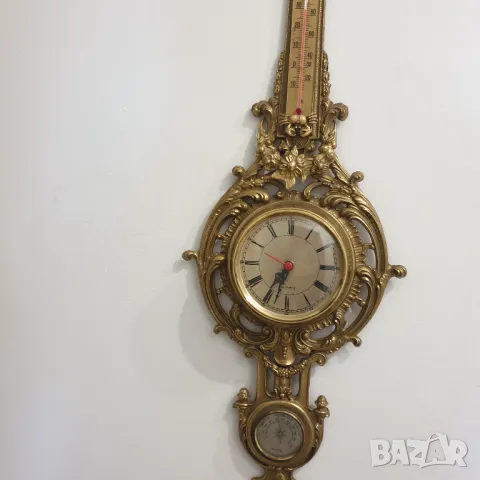 Стенен часовник от масивен месинг с влагометър-термометър, снимка 8 - Колекции - 50258303