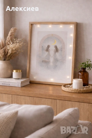 Ръчно изработени картини с лампички – Колекция „12 Луни“, снимка 7 - Картини - 53035553