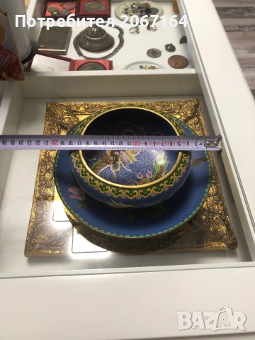 Клоазоне чиния с купа, снимка 13 - Антикварни и старинни предмети - 51801474