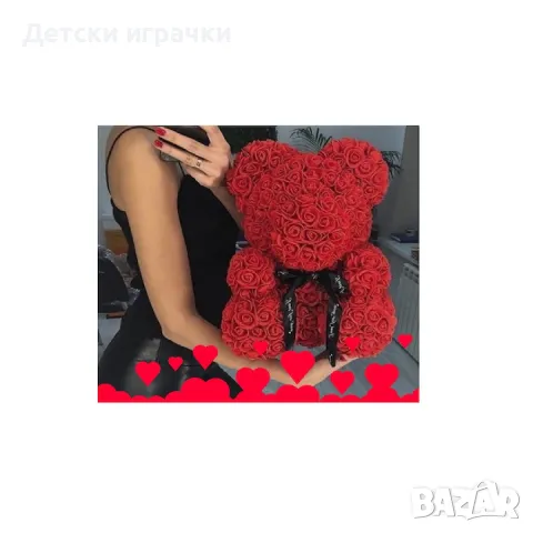Мече от рози в подаръчна кутия 25, 40см, снимка 3 - Романтични подаръци - 48787399