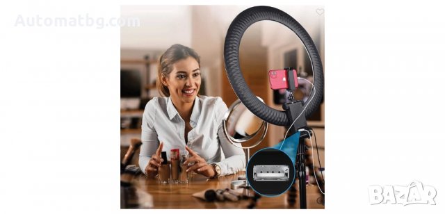 Регулируема ринг лампа с трипод и 120 LED лампички, Automat, снимка 4 - Селфи стикове, аксесоари - 34445704