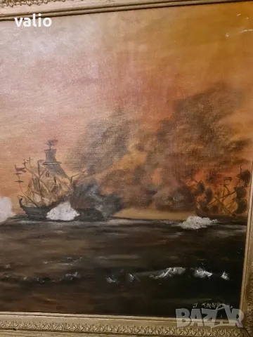 Стара голяма картина рисувана на платно подписана , снимка 3 - Картини - 49658308