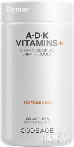 Codeage ADK добавка, Витамин А, D3, K2 - 180 капсули за 6 месеца, снимка 1