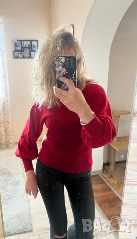 Червен пуловер, снимка 5 - Блузи с дълъг ръкав и пуловери - 44460925