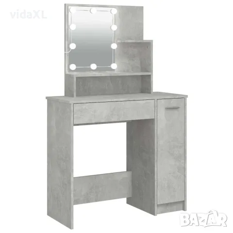 vidaXL Тоалетка с LED, бетонно сива, 86,5x35x136 см