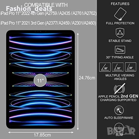 Нов калъф за iPad Pro 11 инча 4-то 3-то поколение с държач за моливи, снимка 6 - Друга електроника - 41433365