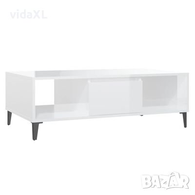 vidaXL Маса за кафе, бял гланц, 103,5x60x35 см, ПДЧ（SKU:806028, снимка 1