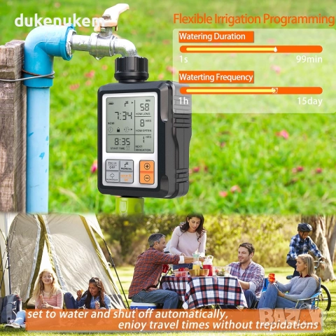 Програматор за напояване, таймер, автоматичен, с голям дисплей, снимка 5 - Напояване - 52812328