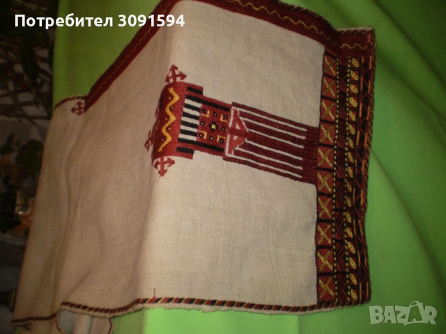 Старо ръчно бродирано перде червена бродерия , снимка 8 - Антикварни и старинни предмети - 53177405