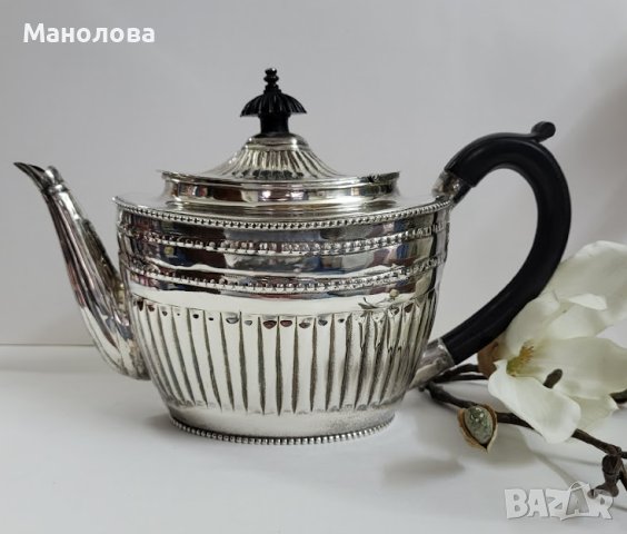 Посребрен чайник във Викториански стил Queen Anne., снимка 6 - Антикварни и старинни предмети - 40892533