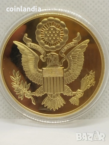позлатена масонска монета , снимка 2 - Нумизматика и бонистика - 53290369