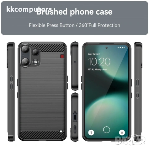 Защитен Калъф за Nothing Phone (3a) Lite 5G - TPU, Карбонов дизайн, Устойчив на отпечатъци, Вкл. Про, снимка 9 - Калъфи, кейсове - 53416992