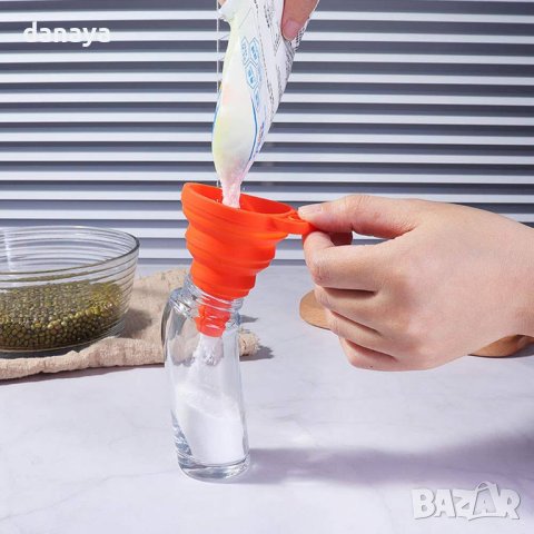 4030 Малка кухненска сгъваема силиконова фуния, снимка 3 - Аксесоари за кухня - 42311049