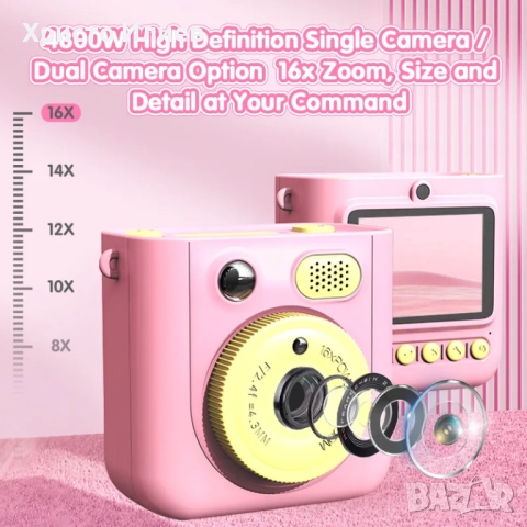 Детска камера с функция за печат Детски фотоапарат с дисплей за моментни снимки Син, снимка 9 - Други - 52054333