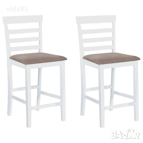 vidaXL Бар столове, 2 бр, бели, текстил（SKU:241702）