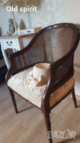 Кресло с ратан и рамка от масив наподобяващ бамбук (fake bamboo), снимка 4 - Антикварни и старинни предмети - 51075996