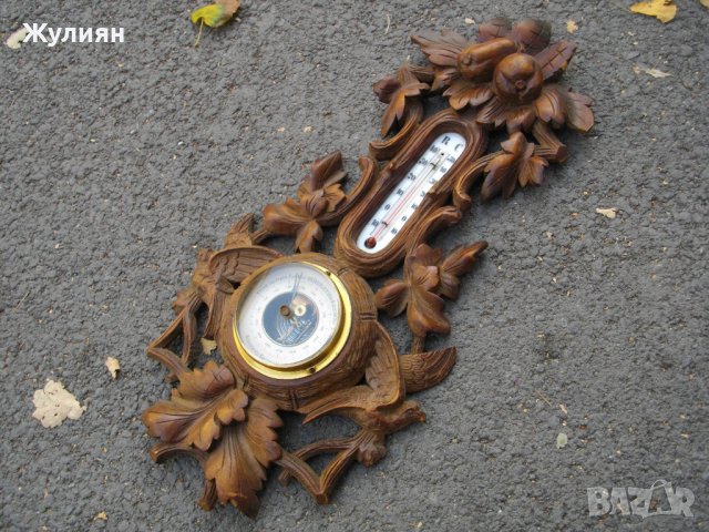 СТАР БАРОМЕТЪР ТЕРМОМЕТЪР ШВАРЦВАЛД ДЪРВОРЕЗБА , снимка 1