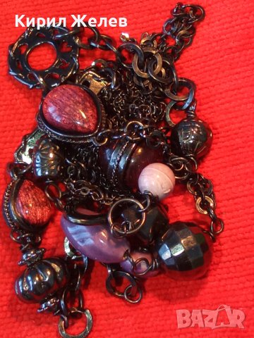 ЕЛЕГАНТНА МОДНА ОГЪРЛИЦА с ПОЛИРАНИ ПОЛУСКЪПОЦЕННИ КАМЪНИ 26562, снимка 2 - Колиета, медальони, синджири - 41860849