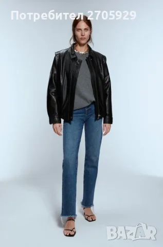 Zara бомбър яке от 100% естествена кожа, размер S/M, снимка 7 - Якета - 56251526
