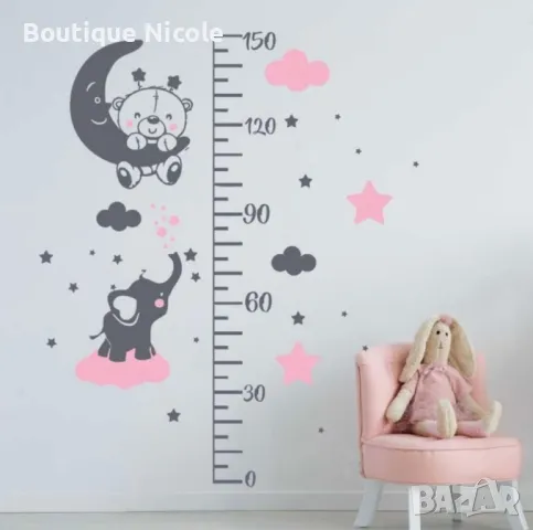 Стикер за стена Двуцветен комплект"Метър слонче и мече" , снимка 4 - Декорация за дома - 48002165