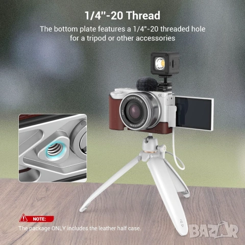 Sony ZV-E10 SmallRig Leather Half Case 3527 кожен калъф протектор cage фотоапарат DSLR zve10 zv e 10, снимка 5 - Чанти, стативи, аксесоари - 53635455