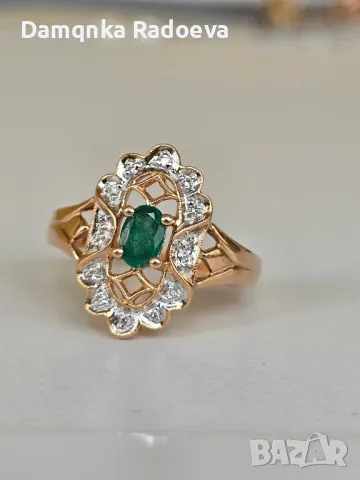 Руски златен пръстен с Брилианти 14 карата , снимка 7 - Пръстени - 49816167