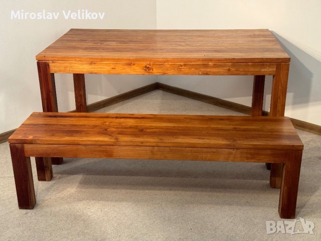 Масивна дървена маса с пейка сет , снимка 10 - Маси - 44246979