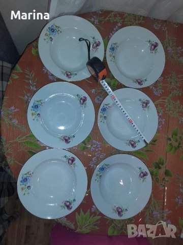 Дълбоки порцеланови чинии Китка, снимка 1 - Чинии - 41336948
