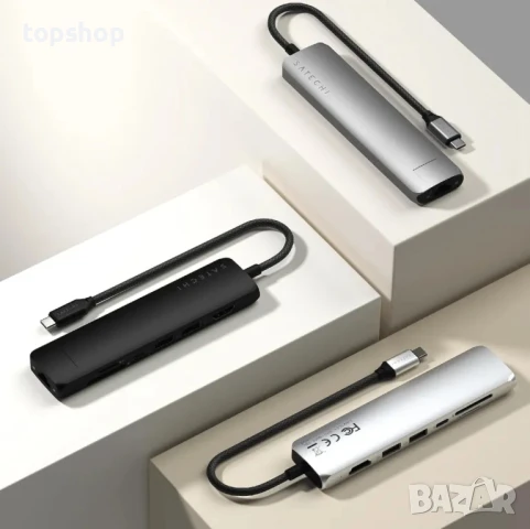 НОВ Satechi 7 в 1 USB C Hub Многопортов ХЪБ / адаптер с 4K HDMI, 100W PD зареждане, 2X USB-A порта.., снимка 7 - Кабели и адаптери - 50494845