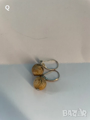 Сребърни обеци с кафяво-черен камък, проба 925 (7), снимка 3 - Обеци - 50957865