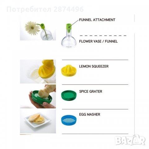 0729 Бутилка с кухненски пособия 8 в 1, снимка 4 - Други стоки за дома - 35731655