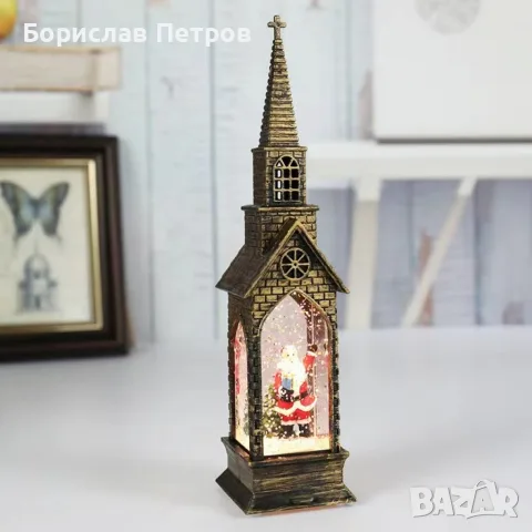 Вълшебна коледна кула с LED светлини и падащи снежинки