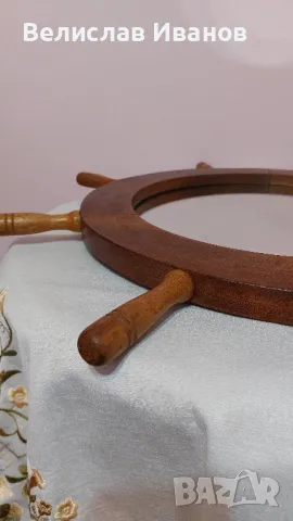 Ретро дървено огледало за стена във формата на корабен рул. Перфектно състояние., снимка 5 - Антикварни и старинни предмети - 47898048