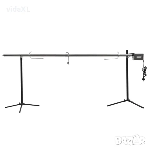 vidaXL Шиш за чеверме с мотор, неръждаема стомана, 207x45x81 см