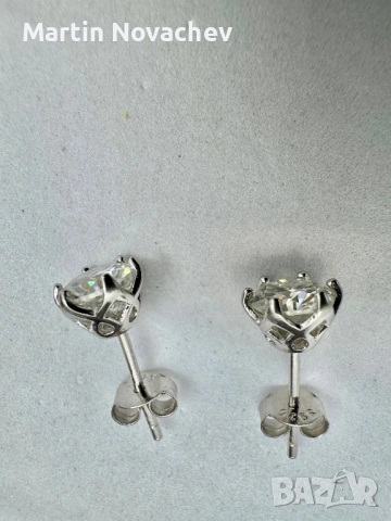 Сребърни обеци с мойсанит (Диамант) 1 карат, снимка 11 - Обеци - 53330782