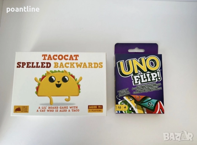 Настолни игри Tacocat spelled backwards и UNO flip експлодиращи котета, снимка 3 - Настолни игри - 52002148