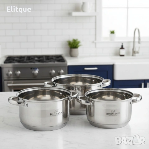 Комплект тенджери Bohmann BH 06-275 – 6 части от инокс за индукция и удобно ежедневно готвене у дома, снимка 2 - Други - 53046514