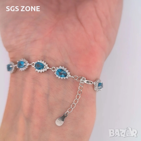 СРЕБЪРНА ГРИВНА С ЛОНДОНСКИ ТОПАЗ, снимка 2 - Гривни - 52295966