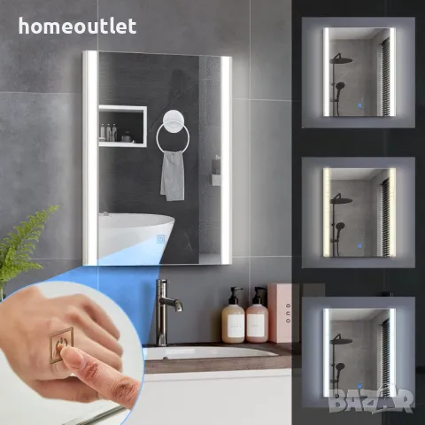 ПРОМОЦИЯ Стенно водоустойчиво LED огледало със сензорен превключвател WFSF-BC-0336WH, снимка 5 - Огледала - 48849476